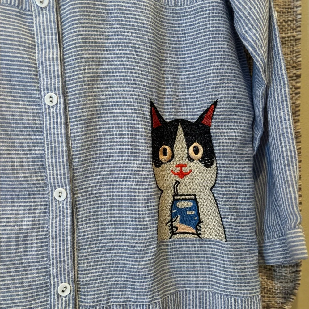Striped Blue Cat Shirt